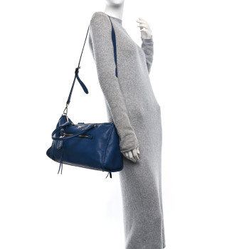 PRADA Vitello Daino Shopping Satchel Blue