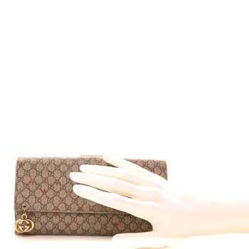GUCCI GG Supreme Monogram Stars Continental Flap Wallet Beige Pink
