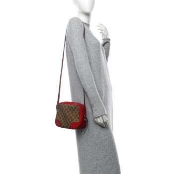 GUCCI Monogram Mini Bree Messenger Bag Red