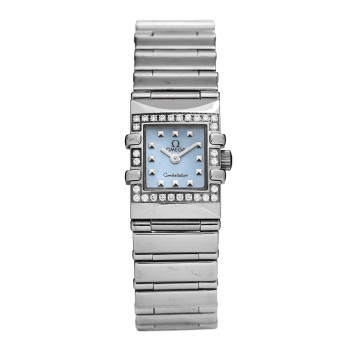 OMEGA Stainless Steel Diamond Bezel Blue Mother of Pearl 15mm Constellation Quadra Quartz Watch 1537.74.00