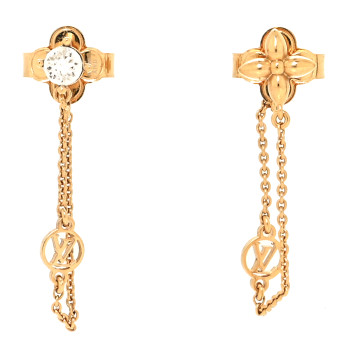 LOUIS VUITTON Metal Crystal Petit Louis Earrings Gold