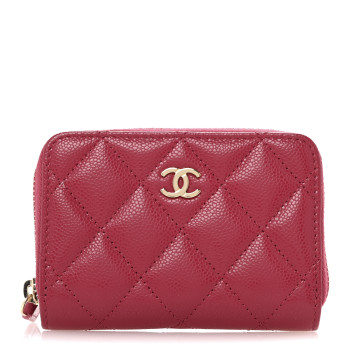 CHANEL Caviar Quilted Zip Coin Purse Fuchsia