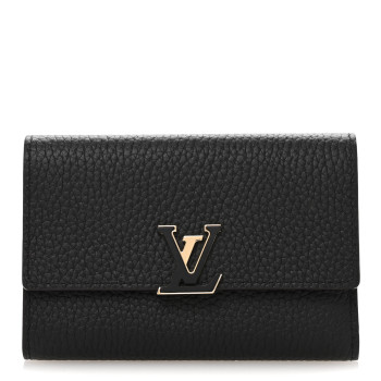 LOUIS VUITTON Taurillon Capucines Compact Wallet Black