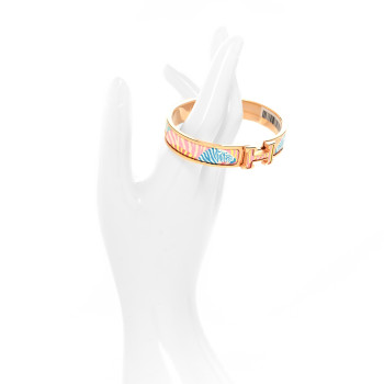 HERMES Enamel Narrow Print Zebres De Tanzania Clic Clac H Bracelet GM Color Patch