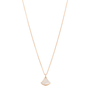 BULGARI 18K Rose Gold Diamond Mother of Pearl Small Divas' Dream Pendant Necklace
