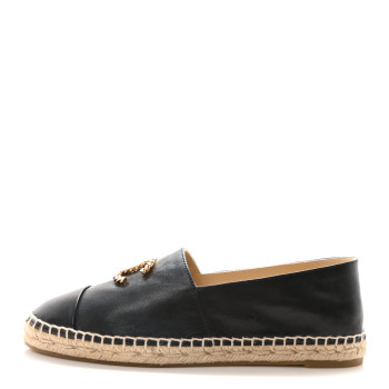 CHANEL Calfskin Chain CC Espadrilles 40 Black