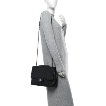 CHANEL Caviar Quilted Jumbo Single Flap Black