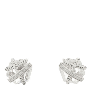 DAVID YURMAN Sterling Silver Diamond Crystal 10mm Cable Wrap Earrings