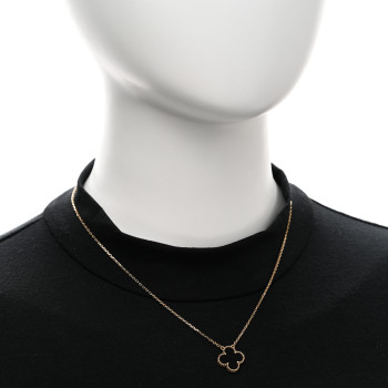 VAN CLEEF & ARPELS 18K Yellow Gold Black Onyx Vintage Alhambra Pendant Necklace