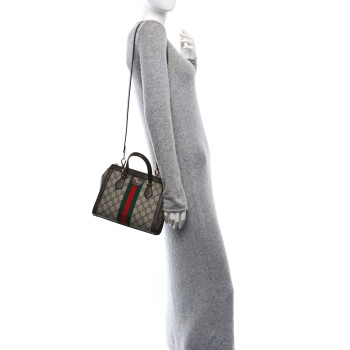 GUCCI GG Supreme Monogram Small Ophidia Tote Bag Brown