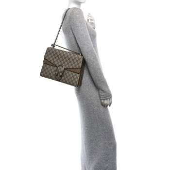 GUCCI GG Supreme Monogram Medium Dionysus Shoulder Bag Taupe