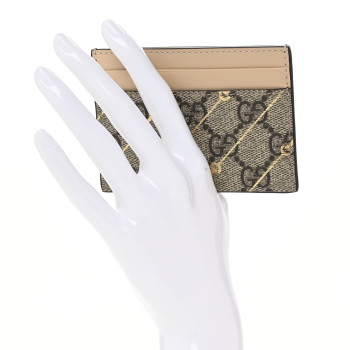 GUCCI GG Supreme Monogram Horsebit Card Holder Beige