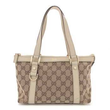 GUCCI Monogram Small Abbey Tote Off White