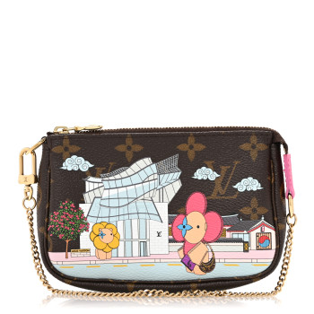 LOUIS VUITTON Monogram 2022 Christmas Animation Seoul Mini Pochette Accessories Fuchsia