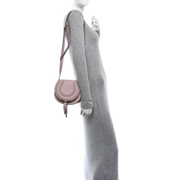 CHLOE Calfskin Mini Marcie Round Crossbody Bag Misty Lavender