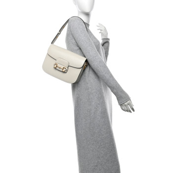 GUCCI Azalea Calfskin Horsebit 1955 Shoulder Bag Mystic White