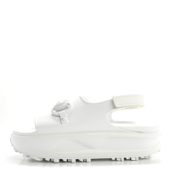 GUCCI Soft Rubber Horsebit Touch Womens Strapped Sandals 40 Great White