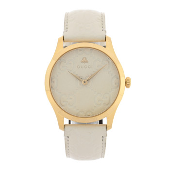 GUCCI Stainless Steel Calfskin 38mm G-Timeless Quartz Watch White