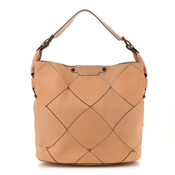 SALVATORE FERRAGAMO Calfskin Woven Satchel Fieno