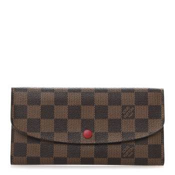 LOUIS VUITTON Damier Ebene Emilie Wallet Red