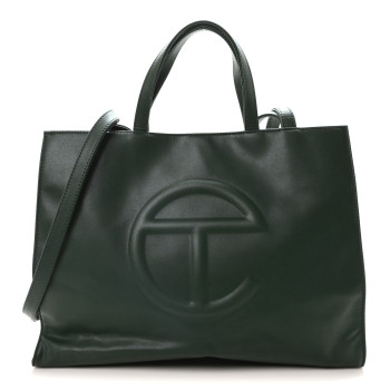 TELFAR Vegan Leather Medium Shopping Bag Dark Olive