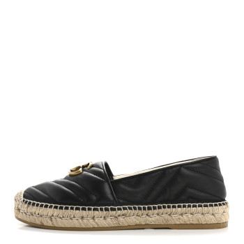 GUCCI Nappa Matelasse GG Marmont Espadrilles 37.5 Black
