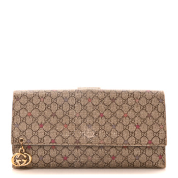 GUCCI GG Supreme Monogram Stars Continental Flap Wallet Beige Pink
