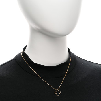 VAN CLEEF & ARPELS 18K Yellow Gold Black Onyx Vintage Alhambra Pendant Necklace