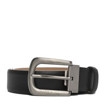 CHANEL Calfskin Belt 95 38 Black
