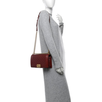 CHANEL Lambskin Quilted Medium Boy Flap Dark Red