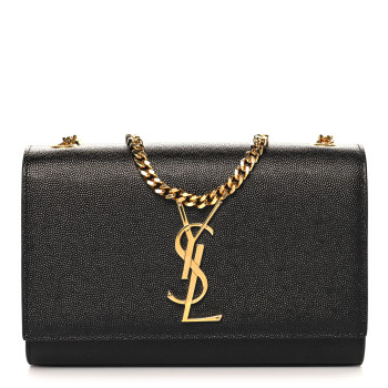 SAINT LAURENT Grain De Poudre Small Monogram Kate Satchel Black