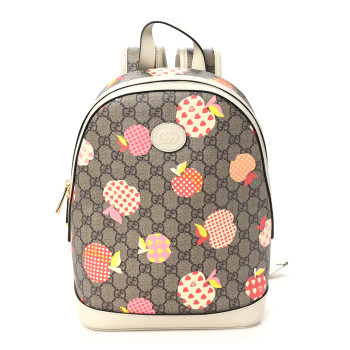 GUCCI GG Supreme Monogram Les Pommes Small Retro Interlocking G Dome Backpack Beige Multicolor Mystic White