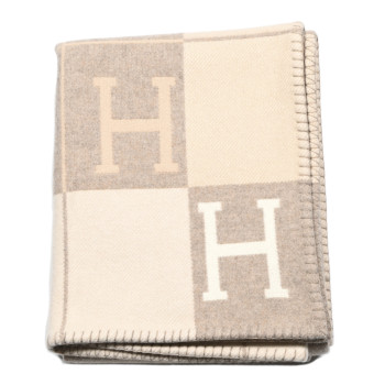 HERMES Wool Cashmere Avalon III Blanket Coco Camomille