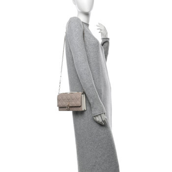 CHRISTIAN DIOR Pearly Lambskin Cannage Two Tone Mini My Dior Bag Latte Trench Beige