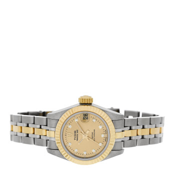 TUDOR Stainless Steel 18K Yellow Gold Diamond 23mm Princess Date Automatic Watch Champagne 92513
