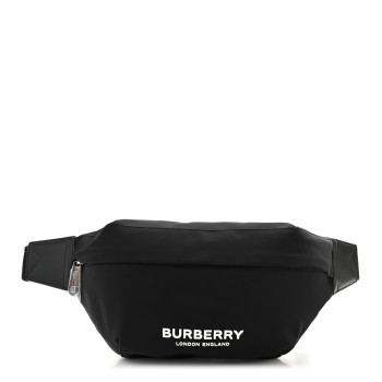 BURBERRY Nylon Logo Print Sonny Belt Bag Black
