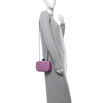 BOTTEGA VENETA Satin Intreccio Impero Ayers Knot Clutch Purple