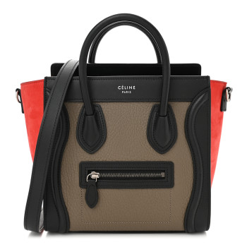 CELINE Bullhide Calfskin Nubuck Nano Tri-Color Luggage Souris