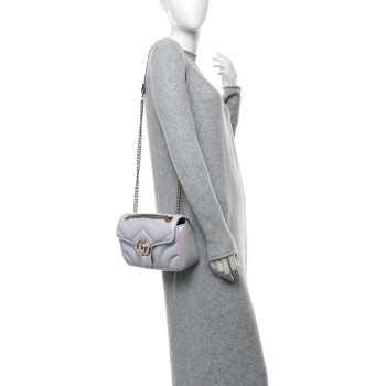 GUCCI Iridescent Nappa Chevron Matelasse Small GG Marmont Shoulder Bag Iridescent Escape Pink