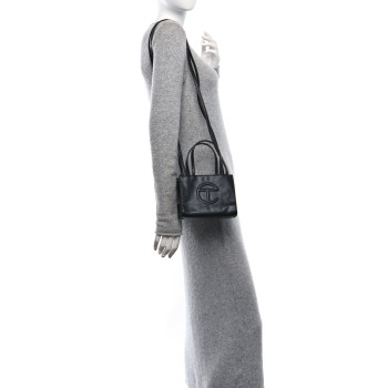 TELFAR Vegan Leather Small Shopping Bag Black