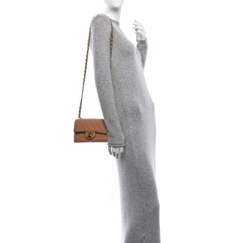 CHANEL Lambskin Quilted Mini Rectangular Flap Brown
