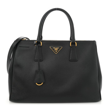 PRADA Saffiano Medium Galleria Double Zip Tote Black