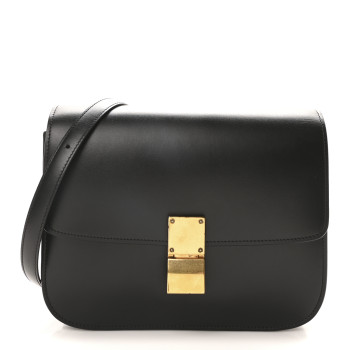 CELINE Box Calfskin Medium Classic Box Flap Bag Black