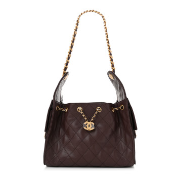 CHANEL Caviar Quilted Small Chanel 25 Handbag Dark Brown