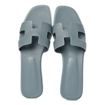 HERMES Epsom Oran Sandals 42 Gris Antarctique