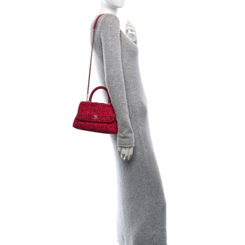 CHANEL Tweed Mini Coco Handle Flap Fuchsia