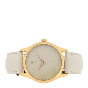 GUCCI Stainless Steel Calfskin 38mm G-Timeless Quartz Watch White