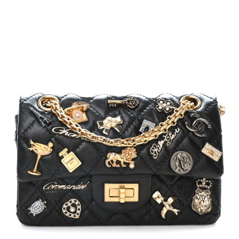 CHANEL Aged Calfskin Lucky Charms 2.55 Reissue 224 Flap Black