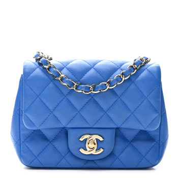 CHANEL Lambskin Quilted Mini Square Flap Royal Blue