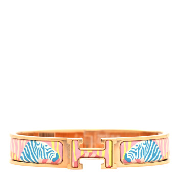HERMES Enamel Narrow Print Zebres De Tanzania Clic Clac H Bracelet GM Color Patch